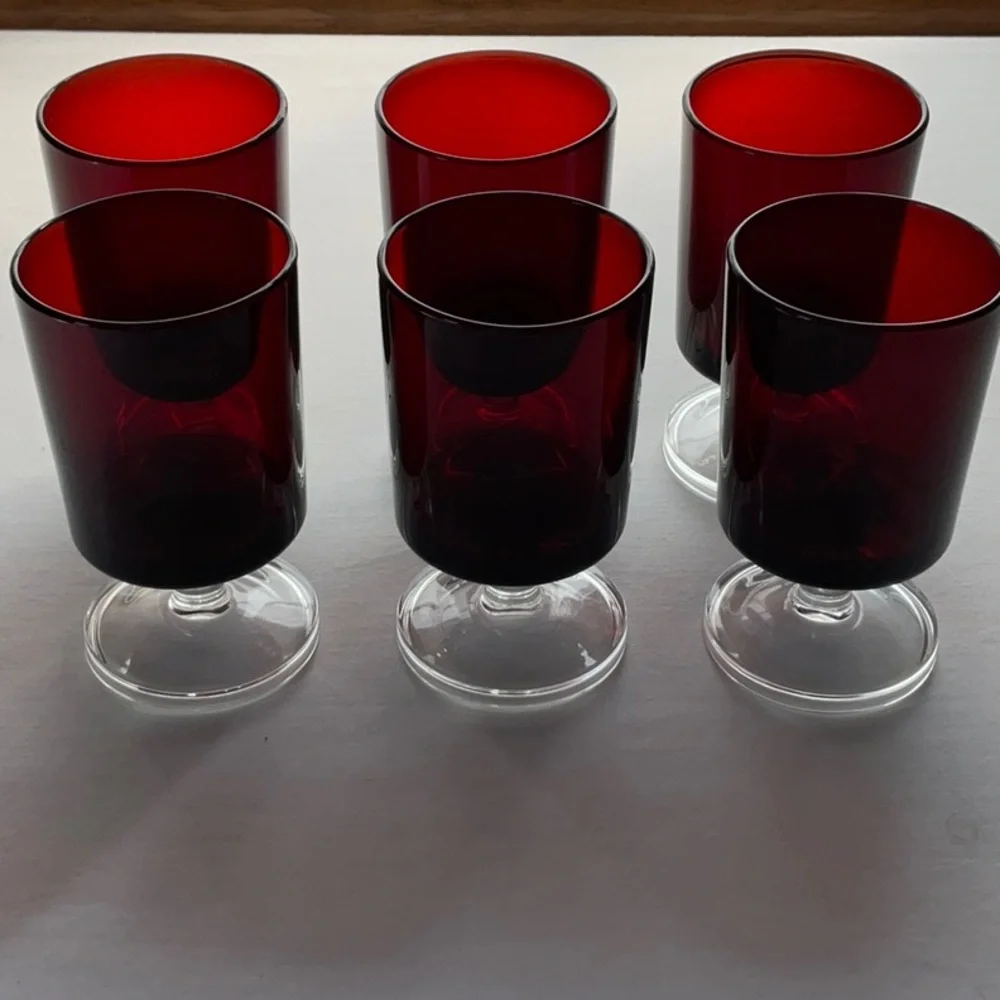 Arcoroc Luminarc France Ruby Red 4 oz. Juice Glasses Set of 6